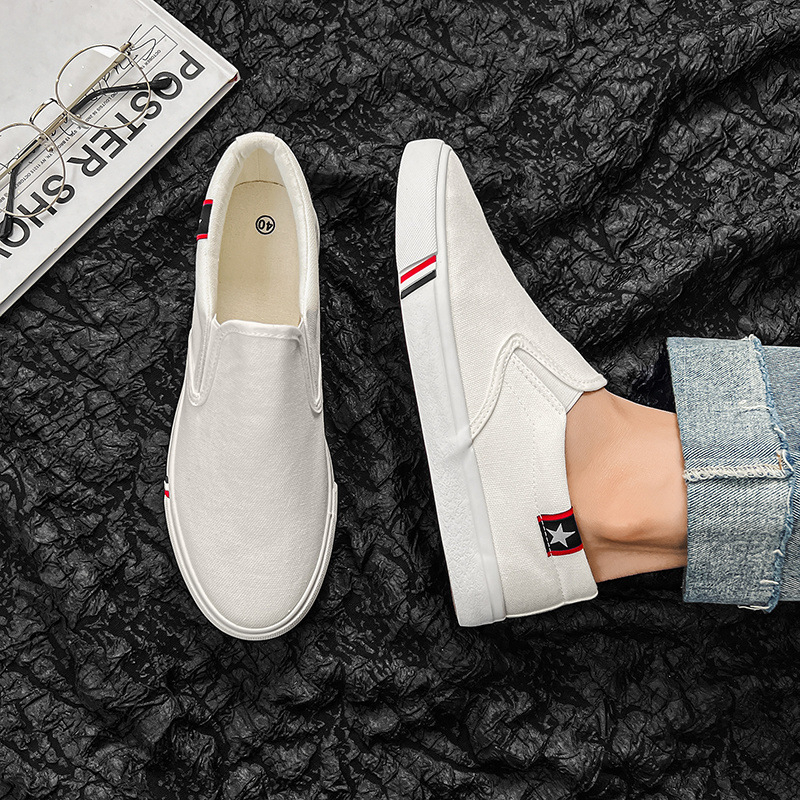 Beijiang Wolf Pantofi de pânză de vară noi Slip-on Pantofi pentru bărbați Ediție studențească Pantofi albi ușori și respirabili Pantofi vechi din pânză de Beijing