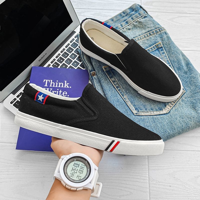 Beijiang Wolf Pantofi de pânză de vară noi Slip-on Pantofi pentru bărbați Ediție studențească Pantofi albi ușori și respirabili Pantofi vechi din pânză de Beijing