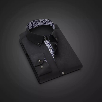 Μια γενιά ανδρικού μακρυμάνικου πουκάμισου για μαλλιά, ανοιξιάτικο και καλοκαιρινό, πολυτελές, επαγγελματικό, casual μπλε και άσπρο πορσελάνινο πουκάμισο, ανδρική αίσθηση μόδας