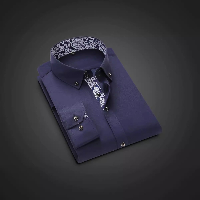 Μια γενιά ανδρικού μακρυμάνικου πουκάμισου για μαλλιά, ανοιξιάτικο και καλοκαιρινό, πολυτελές, επαγγελματικό, casual μπλε και άσπρο πορσελάνινο πουκάμισο, ανδρική αίσθηση μόδας