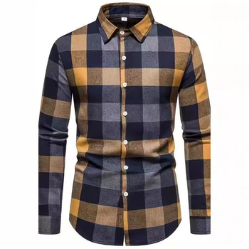 Ανδρικό Πουκάμισο Νέου Στυλ Μοντέρνο Καρό Όμορφο Απλό Σετ Αγοριών Λεπτό Στενή Γραμμή Φρέσκο, Καθημερινό