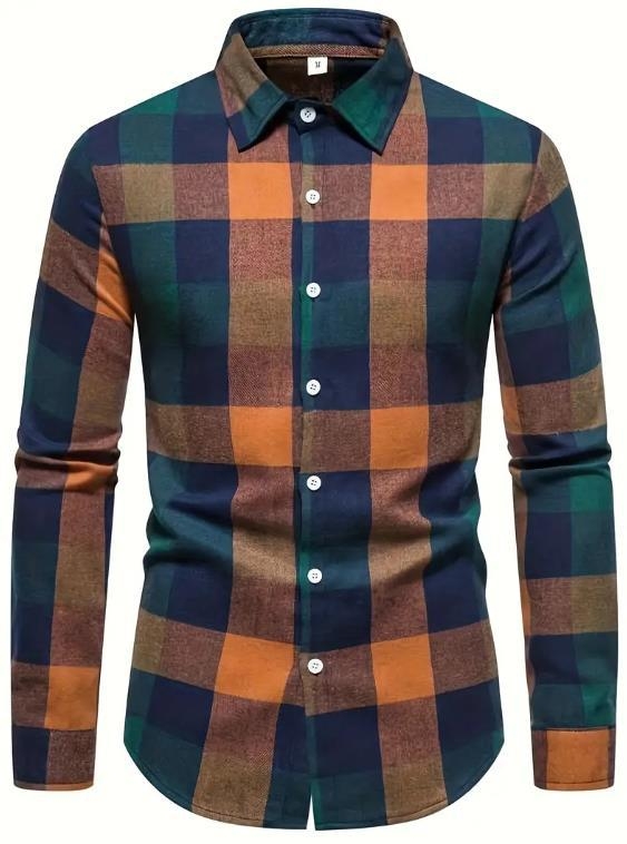 Ανδρικό Πουκάμισο Νέου Στυλ Μοντέρνο Καρό Όμορφο Απλό Σετ Αγοριών Λεπτό Στενή Γραμμή Φρέσκο, Καθημερινό