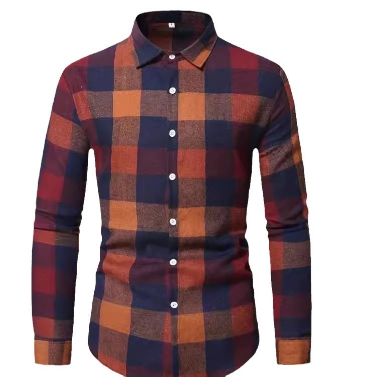 Ανδρικό Πουκάμισο Νέου Στυλ Μοντέρνο Καρό Όμορφο Απλό Σετ Αγοριών Λεπτό Στενή Γραμμή Φρέσκο, Καθημερινό