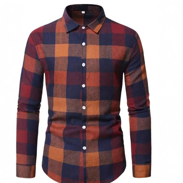 Ανδρικό Πουκάμισο Νέου Στυλ Μοντέρνο Καρό Όμορφο Απλό Σετ Αγοριών Λεπτό Στενή Γραμμή Φρέσκο, Καθημερινό