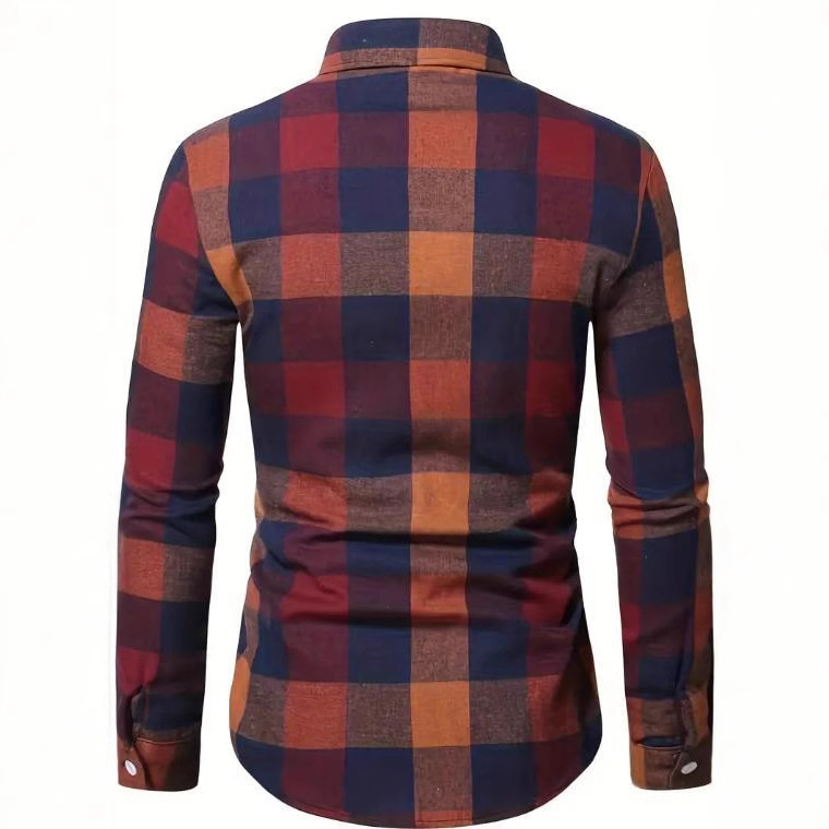 Ανδρικό Πουκάμισο Νέου Στυλ Μοντέρνο Καρό Όμορφο Απλό Σετ Αγοριών Λεπτό Στενή Γραμμή Φρέσκο, Καθημερινό