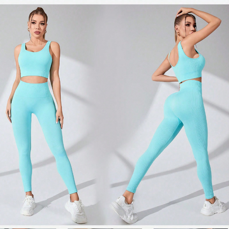 În stoc Costum de yoga sport, cu uscare rapidă, ușor, respirabil, cu elasticitate ridicată, pantaloni de yoga pentru alergare, sutien sport, top