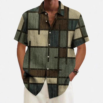 Independent Station Cross-border Hawaii Πολύχρωμο Στάμπα Εξατομικευμένη Casual Στάμπα Ριχτή Ανδρική Ζακέτα Καλοκαιρινή Κοντόμανικη Μπλούζα