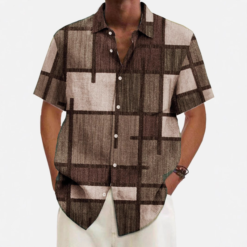 Independent Station Cross-border Hawaii Πολύχρωμο Στάμπα Εξατομικευμένη Casual Στάμπα Ριχτή Ανδρική Ζακέτα Καλοκαιρινή Κοντόμανικη Μπλούζα