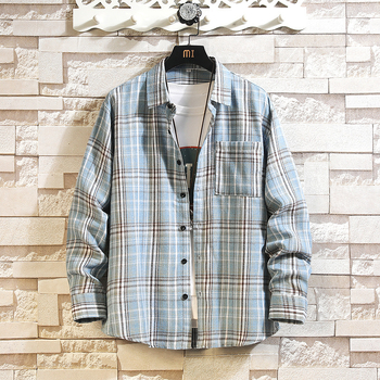 Cămașă cu mânecă scurtă pentru bărbați, vară 2025, comerț exterior nou, jachetă în carouri pentru bărbați, la modă, cu rever lejer, casual