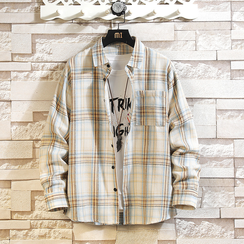 Cămașă cu mânecă scurtă pentru bărbați, vară 2025, comerț exterior nou, jachetă în carouri pentru bărbați, la modă, cu rever lejer, casual