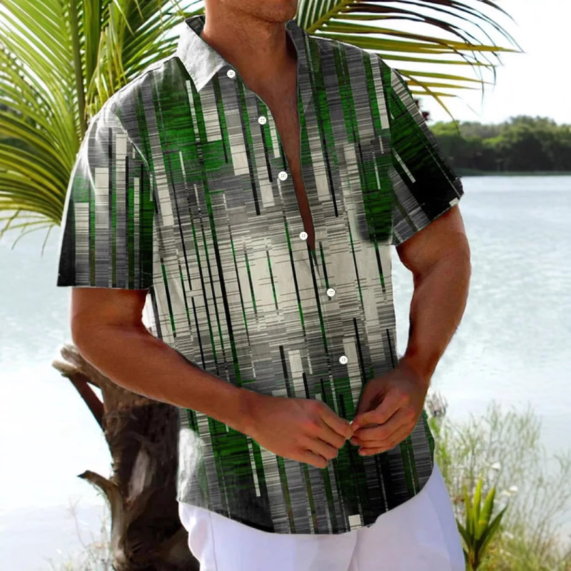 Independent Station Cross-border Hawaii Πολύχρωμο Στάμπα Εξατομικευμένη Casual Στάμπα Ριχτή Ανδρική Ζακέτα Καλοκαιρινή Κοντόμανικη Μπλούζα