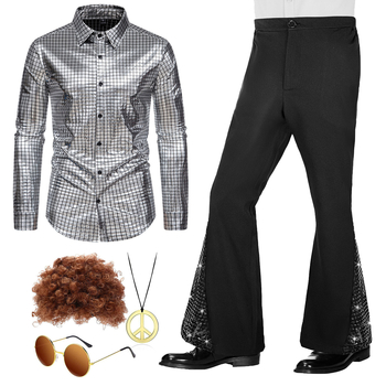 2025 m. naujas ryškus retro stiliaus 70-ųjų berniukiškas klasikinis laisvalaikio disko kostiumas