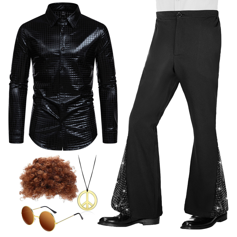 2025 m. naujas ryškus retro stiliaus 70-ųjų berniukiškas klasikinis laisvalaikio disko kostiumas