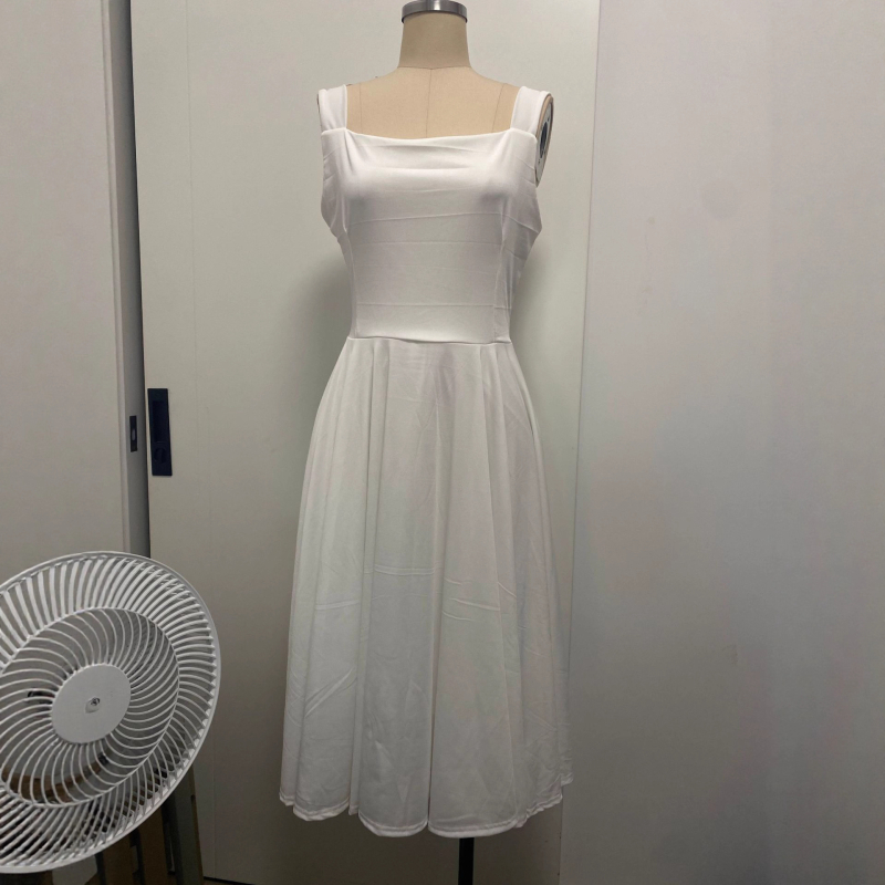 2023 εξωτερικό εμπόριο διασυνοριακό Ευρωπαϊκό και Αμερικανικό καλοκαίρι Amazon νέο τετράγωνο κολάρο λουράκι κομψό φόρεμα με στενή μέση κομψό φόρεμα