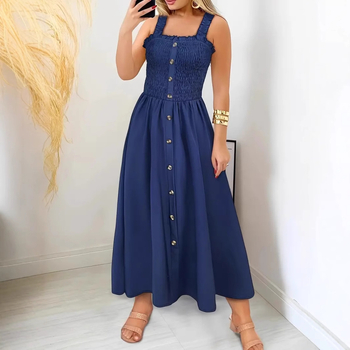 Rochie de vară 2025, stil european și american transfrontalier, cu guler unic, elegantă, stil de vacanță, stație independentă, vânzare fierbinte