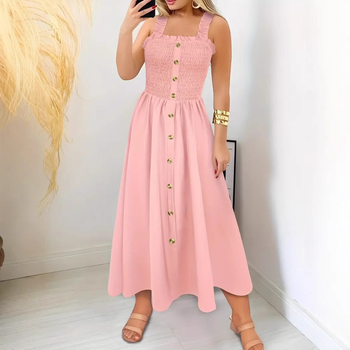 Rochie de vară 2025, stil european și american transfrontalier, cu guler unic, elegantă, stil de vacanță, stație independentă, vânzare fierbinte