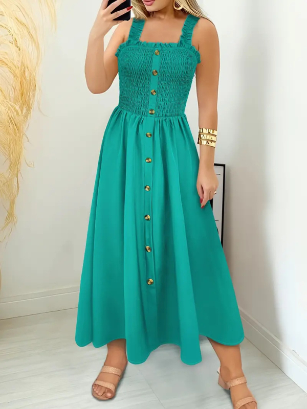 Rochie de vară 2025, stil european și american transfrontalier, cu guler unic, elegantă, stil de vacanță, stație independentă, vânzare fierbinte