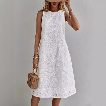 Γεωμετρικό φόρεμα casual με ανάγλυφη εκτύπωση, πολυτελές, καλοκαιρινό φόρεμα με στάμπα, ανεξάρτητη φούστα Amazon Ladies, κομψό