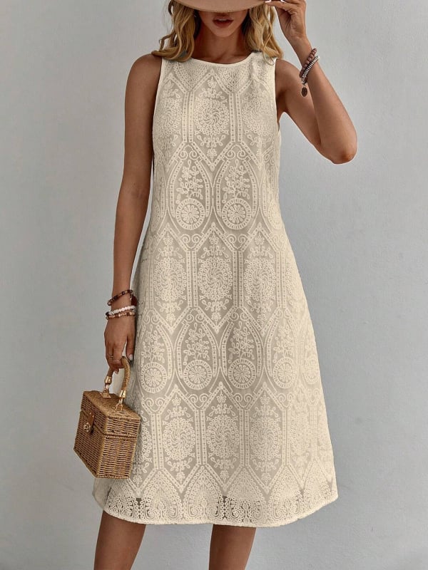Γεωμετρικό φόρεμα casual με ανάγλυφη εκτύπωση, πολυτελές, καλοκαιρινό φόρεμα με στάμπα, ανεξάρτητη φούστα Amazon Ladies, κομψό