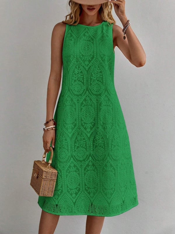 Γεωμετρικό φόρεμα casual με ανάγλυφη εκτύπωση, πολυτελές, καλοκαιρινό φόρεμα με στάμπα, ανεξάρτητη φούστα Amazon Ladies, κομψό