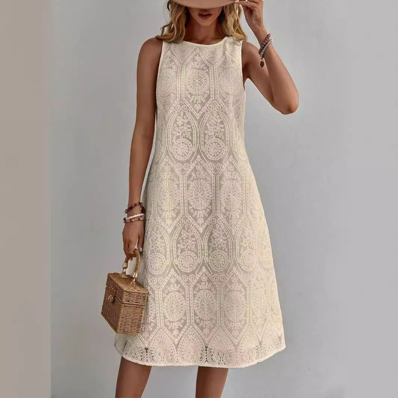 Γεωμετρικό φόρεμα casual με ανάγλυφη εκτύπωση, πολυτελές, καλοκαιρινό φόρεμα με στάμπα, ανεξάρτητη φούστα Amazon Ladies, κομψό