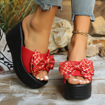 Nyári muffin 2025 nagykereskedelmi új masnis ékszíjas papucs határokon átnyúló kereskedelemmel ellátott papucs női európai és amerikai szandál