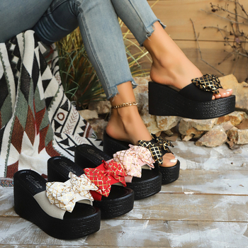 Nyári muffin 2025 nagykereskedelmi új masnis ékszíjas papucs határokon átnyúló kereskedelemmel ellátott papucs női európai és amerikai szandál