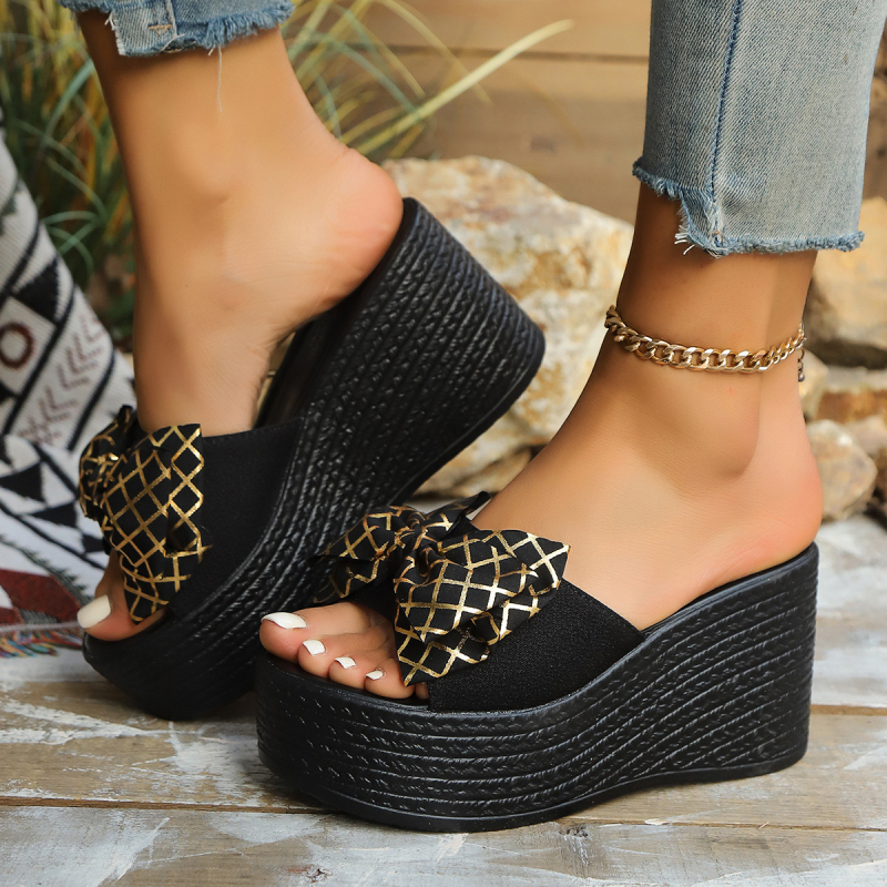 Nyári muffin 2025 nagykereskedelmi új masnis ékszíjas papucs határokon átnyúló kereskedelemmel ellátott papucs női európai és amerikai szandál