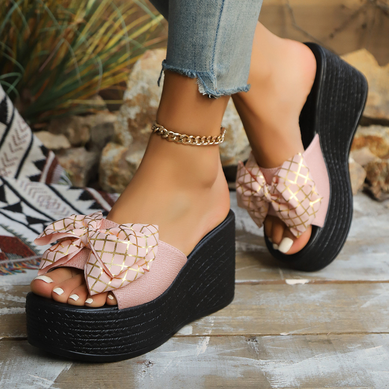 Nyári muffin 2025 nagykereskedelmi új masnis ékszíjas papucs határokon átnyúló kereskedelemmel ellátott papucs női európai és amerikai szandál