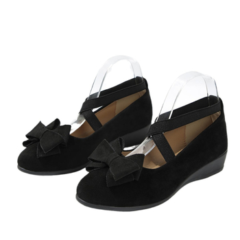 Külkereskedelmi új, 2024-es tavaszi és őszi rugalmas szalagos, masnis babcipő, velúr, éksarkú, keresztpántos, plus size női cipők