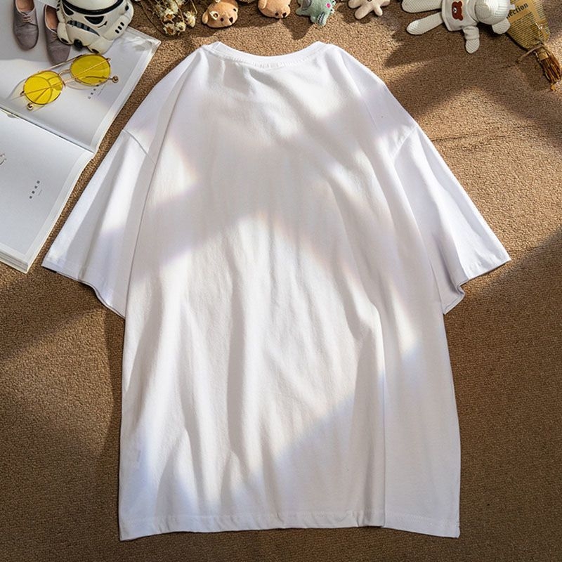 Nehézsúlyú pamut K-stílusú, divatos márkájú, rajzfilmfigura mintás, rövid ujjú póló férfiaknak és nőknek, laza, nyári felsők.