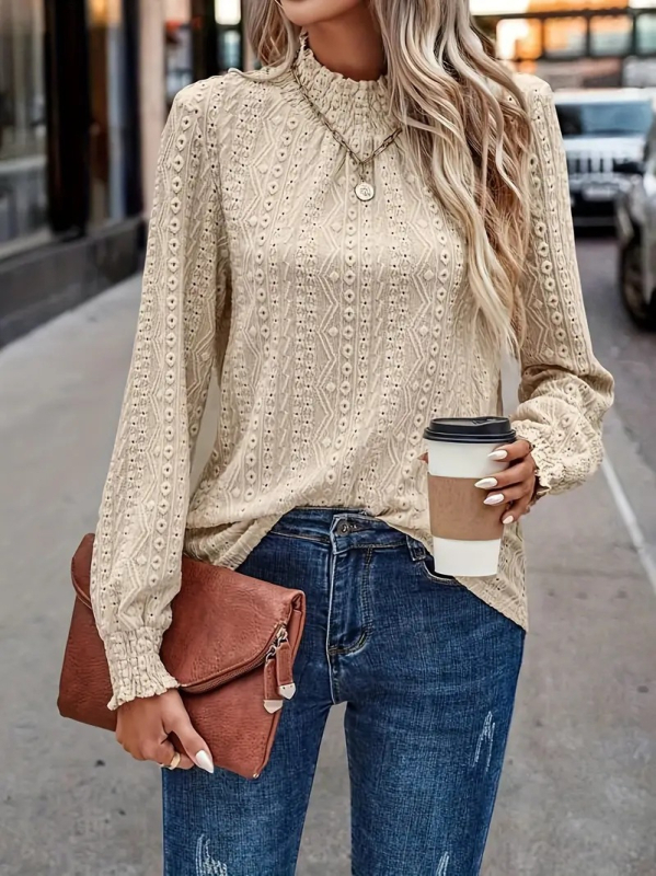 2024temu Amazon Európa és az Egyesült Államok határokon átnyúló robbanások új őszi és téli női textúrájú, üreges mintás divatos póló