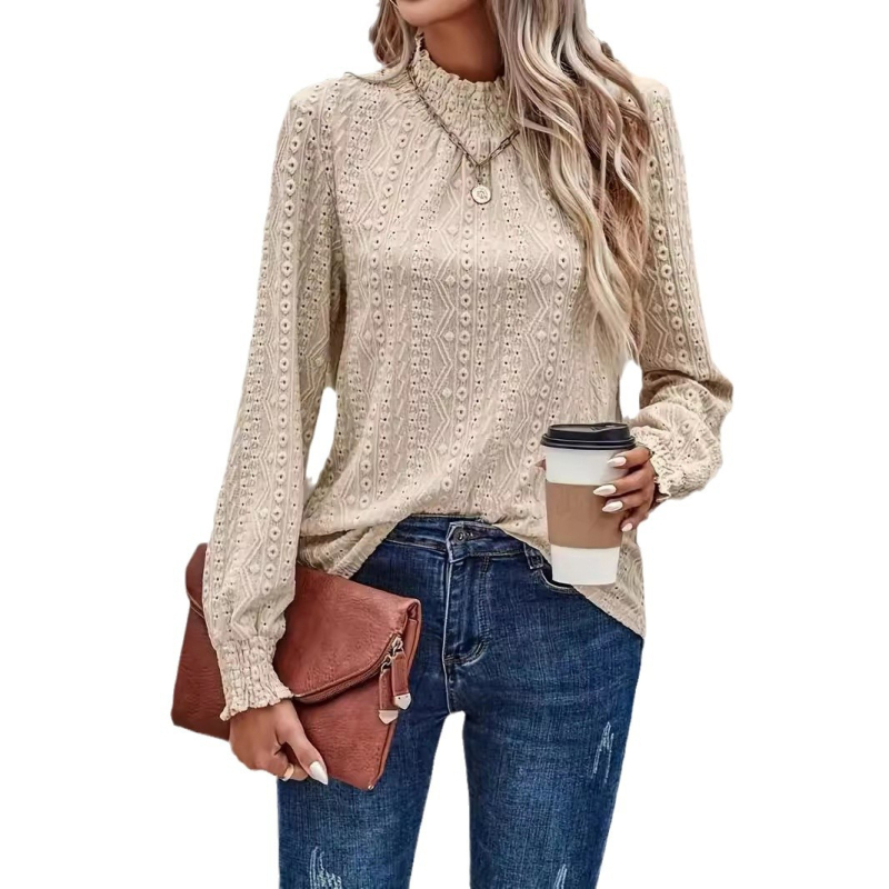 2024temu Amazon Európa és az Egyesült Államok határokon átnyúló robbanások új őszi és téli női textúrájú, üreges mintás divatos póló