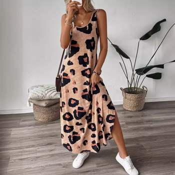 Raktáron lévő, határokon átnyúló, Amazon független oldalról származó, európai és amerikai női divatos, virágmintás, dupla hasítékos, hosszú fazonú, nyitott hasítékos ruha