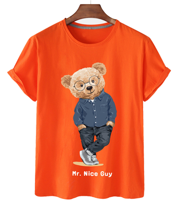 DX100527 Határokon átnyúló Amazon AliExpress nyári robbanásveszélyes úriember medvemintás kereknyakú rövid ujjú póló, divatos férfiaknak és nőknek