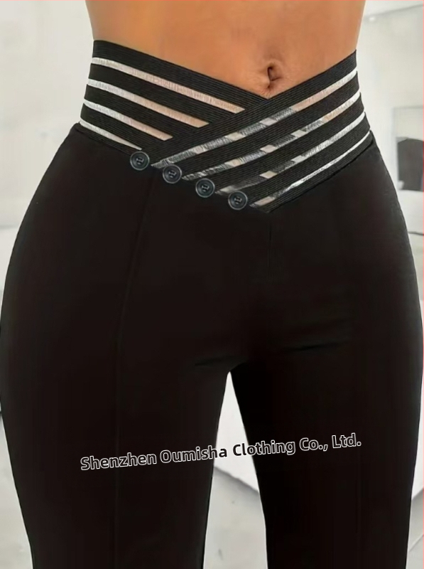 Amazon Hot Selling 2025 európai és amerikai külkereskedelmi új női üreges öves mikro magas derekú laza alkalmi széles szárú nadrág