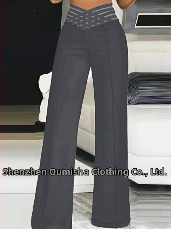 Amazon Hot Selling 2025 európai és amerikai külkereskedelmi új női üreges öves mikro magas derekú laza alkalmi széles szárú nadrág