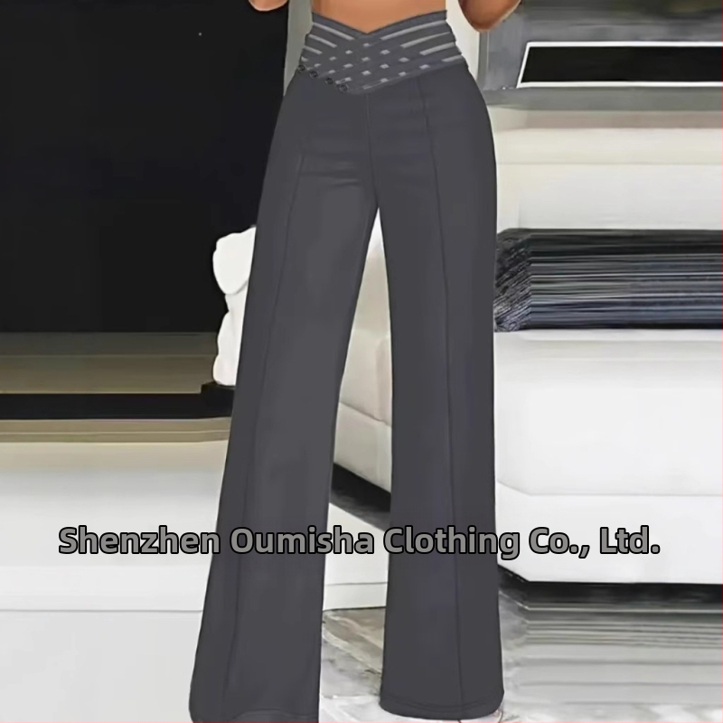 Amazon Hot Selling 2025 európai és amerikai külkereskedelmi új női üreges öves mikro magas derekú laza alkalmi széles szárú nadrág