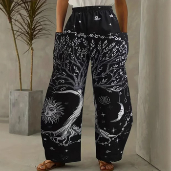 Európai és amerikai koreai női nadrág, dupla zsebes, laza, érett, kreatív, űrművészeti, hétköznapi viselet, 3D digitális nyomtatás