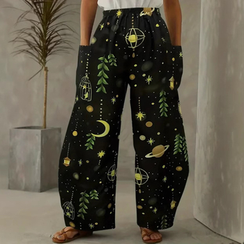 Európai és amerikai koreai női nadrág, dupla zsebes, laza, érett, kreatív, űrművészeti, hétköznapi viselet, 3D digitális nyomtatás