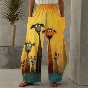 Európai és amerikai koreai női nadrág, dupla zsebes, laza, érett, kreatív, űrművészeti, hétköznapi viselet, 3D digitális nyomtatás