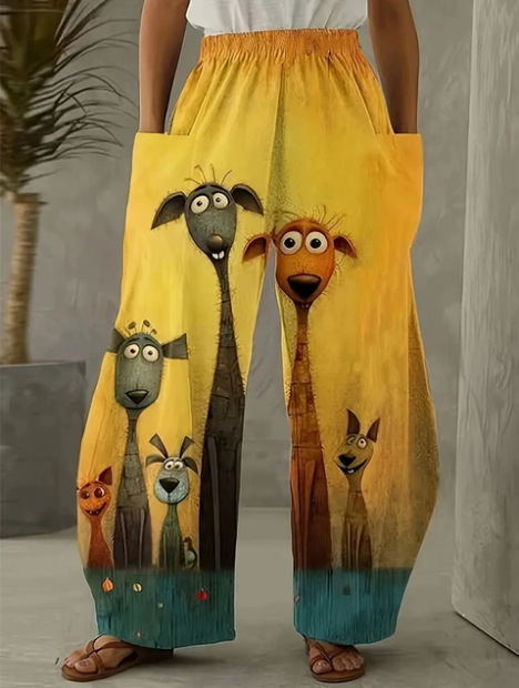 Európai és amerikai koreai női nadrág, dupla zsebes, laza, érett, kreatív, űrművészeti, hétköznapi viselet, 3D digitális nyomtatás