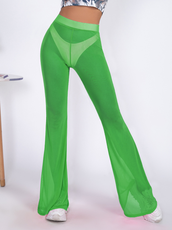 2025-ös európai és amerikai határokon átnyúló hálós, perspektívás szarvból készült alkalmi nadrág, nyári divatos szexi, magas derekú, lélegző, széles szárú nadrág