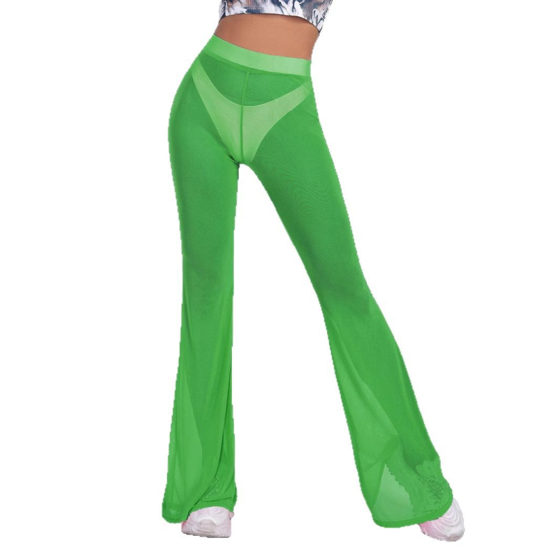 2025-ös európai és amerikai határokon átnyúló hálós, perspektívás szarvból készült alkalmi nadrág, nyári divatos szexi, magas derekú, lélegző, széles szárú nadrág