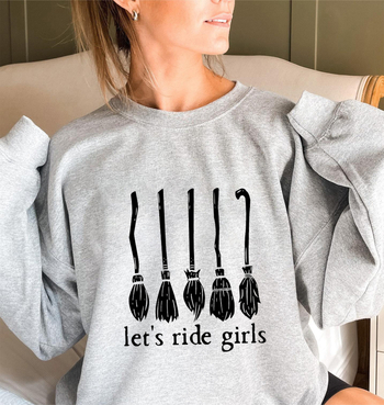 Amazon külkereskedelmi új Halloween Let_s Ride Girls betűmintás kerek nyakú női hosszú pulóver