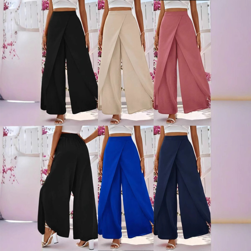 Διασυνοριακό Amazon Hot 2025 Νέα Άνοιξη Μόδα Χαλαρά Κομψά Μονόχρωμα Γυναικεία Παντελόνια με Φαρδιά Πόδια