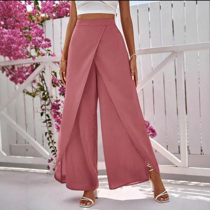 Διασυνοριακό Amazon Hot 2025 Νέα Άνοιξη Μόδα Χαλαρά Κομψά Μονόχρωμα Γυναικεία Παντελόνια με Φαρδιά Πόδια