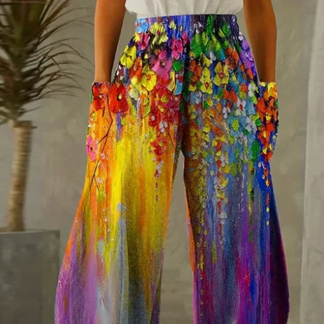 Európai, amerikai és koreai női nadrágok, dupla zsebes, laza színű, kreatív, kiskutyaművészeti, divatos viselet, 3D digitális nyomtatással