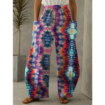 Európai és amerikai koreai női nadrág, dupla zsebes, lezser, kényelmes, színes, kreatív, művészeti, szabad viselet, 3D digitális nyomtatás