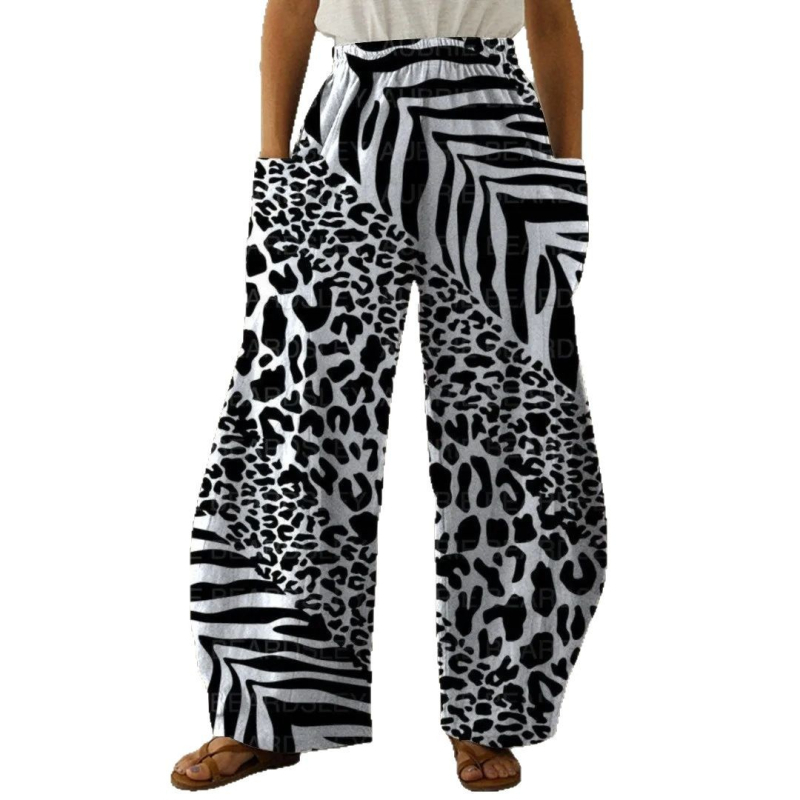 Európai és amerikai koreai női nadrág, dupla zsebes, lezser, kényelmes, színes, kreatív, művészeti, szabad viselet, 3D digitális nyomtatás